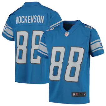 youth nike tj hockenson blue detroit lions game jersey_pi35